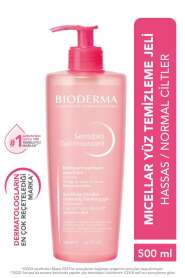 Bioderma Sensibio Foaming Yüz Temizleme Jeli 500 ml - Hassas Ciltler için Hipoalerjenik, Köpüklü ve Nemlendirici Temizleyici Jel - Bioderma