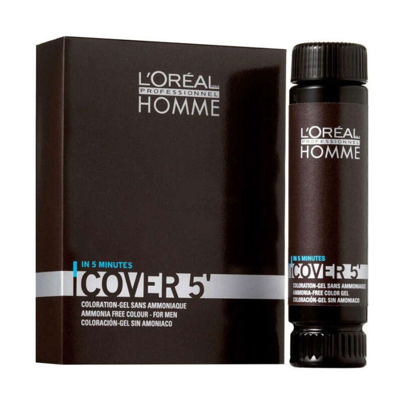 Loreal Professionnel Homme Cover 5 Erkeklere Özel Jel Saç Boyası 4 Kahverengi (Kestane) 3X50 ml - 1