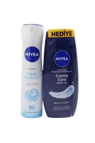 Nivea Deo Sprey 150ml | Fresh Natural Women + Duş Jeli 250ml - 
