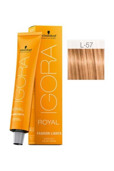 Schwarzkopf Professional Igora Royal Fashion Lights L-57 Altın Bakır 60 ml - 1