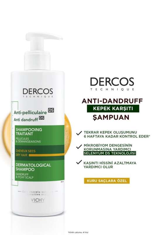Vichy Dercos Anti-Dandruff DS Kepek Karşıtı Kuru Saçlar için Şampuan 390 ml - 2